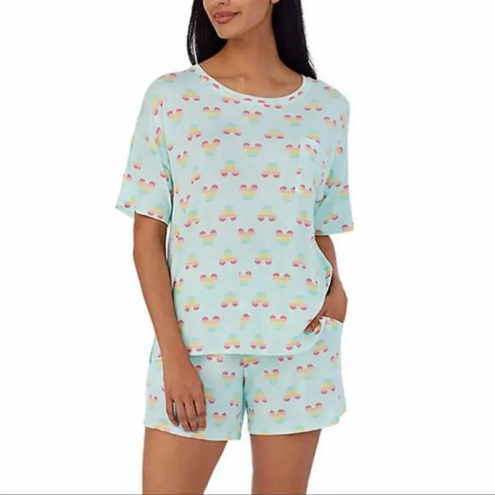 Disney Women's 2 Piece Short Sleeve Shirt & Short Pajama Set NWOT - Picture 2 of 6